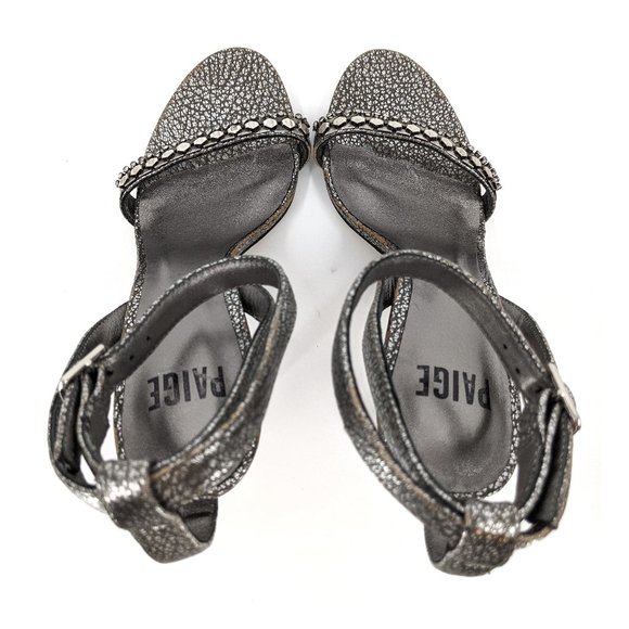 PAIGE Gwynn Ankle Strap Sandal Pewter Crackle 7.5 - Picture 7 of 11